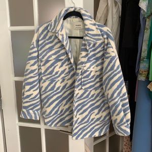 Pull & Bear Blue Zebra Shacket in Size S